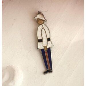 Bahamian Police Officer 60's Enamel Sterling Silver BMC Vintage Pendant | Charm